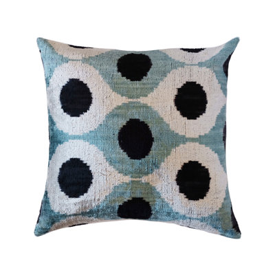 Silk Feather Ikat Throw Pillow LOOMY 14x14 burgundy turquoise ikat pillow